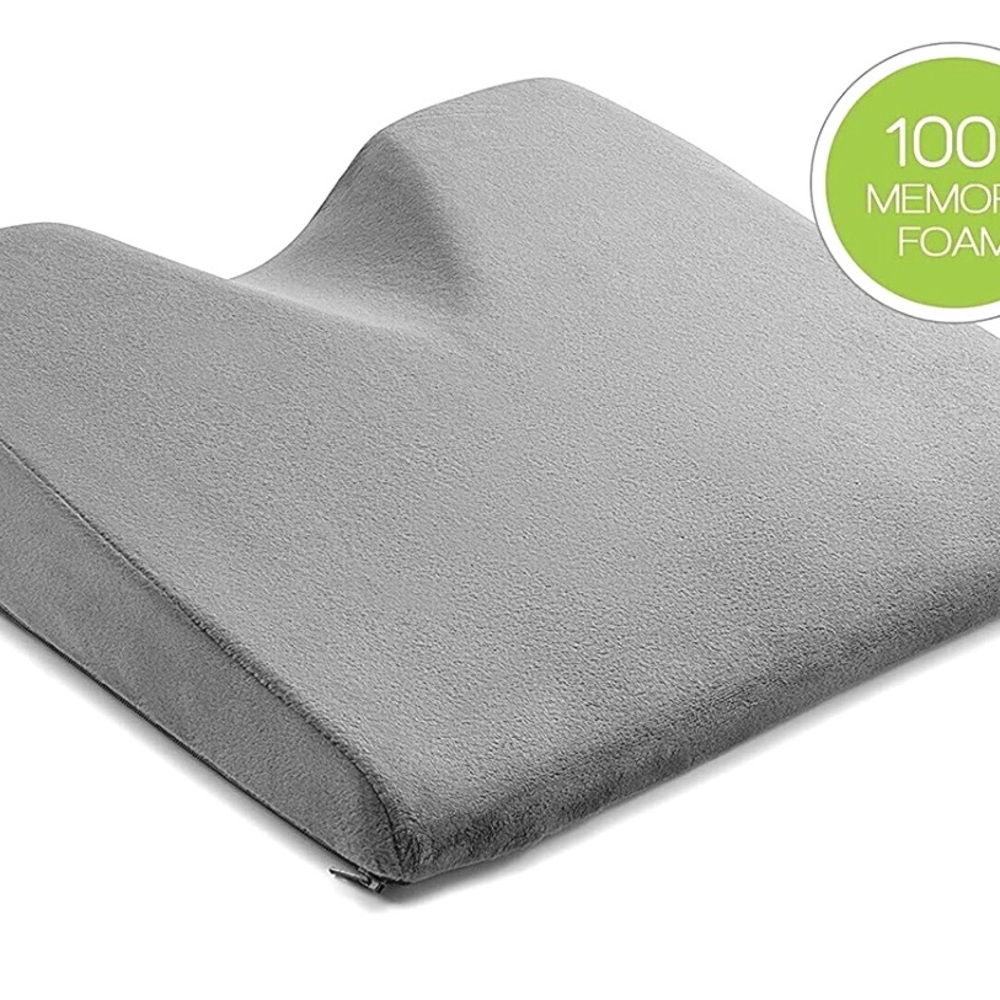 Gray Memory Foam Contour Seat Cushion - Lumbar Support